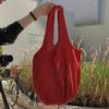 Knitted Handbag with Convenient Structure Solid Color Spacious Beach Bag Exotic Vacation Roomy Tote Bag