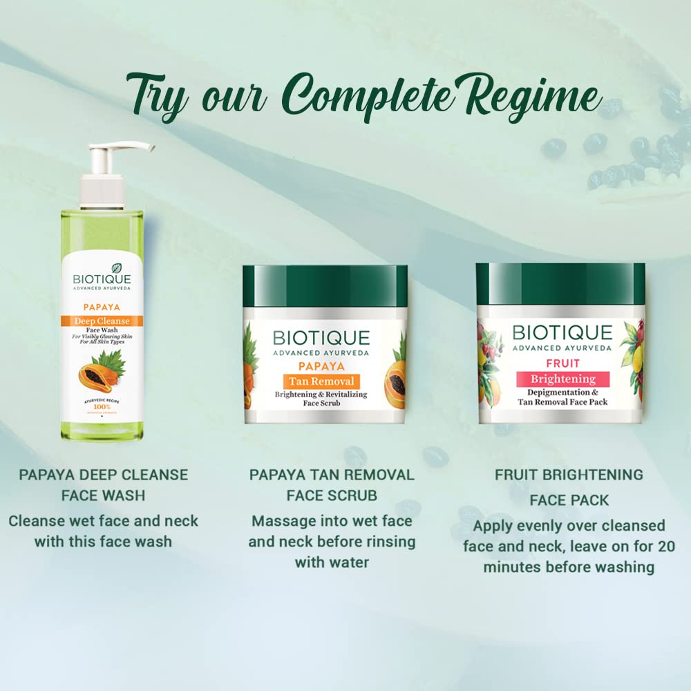 Biotique Гель для умывания с папайей для сияющей кожи глубокое очищение 200 мл мягкое отшелушивание все типы кожи натуральные растительные компоненты