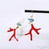Red Coral Enamel Glaze Earrings Clear Geometric Drop Earrings Irregular Colored Earrings  Party