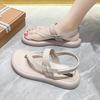 Летняя одежда для отдыха, новая плоская подошва с мягким каблуком, маленький ароматный стиль, однотонная римская обувь, пляжная обувь для женщин