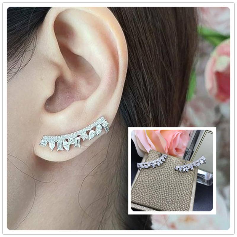 New Fashion Luxury Cubic Zirconia Stud Earrings for Women Cartilage Ear Cuff Earrings Modern Girl Accessories Wedding Jewelry