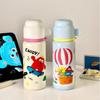 Высокая мультяшная чашка для воды из нержавеющей стали, симпатичная детская термокружка с одной крышкой и трубочкой для студентов мужского и женского пола