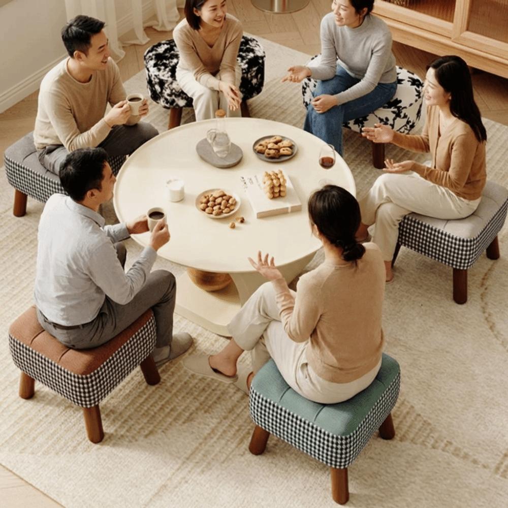 Soft Upholstered Seat Ottoman Compact Design Soft Pack Stool Shoe Changing Stool Living Room