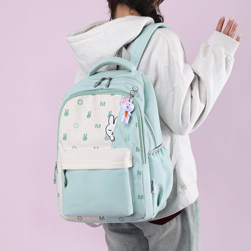 New Fashion Backpack, Light Primary School Bag, Large-capacity Printed Cute Bunny Backpack