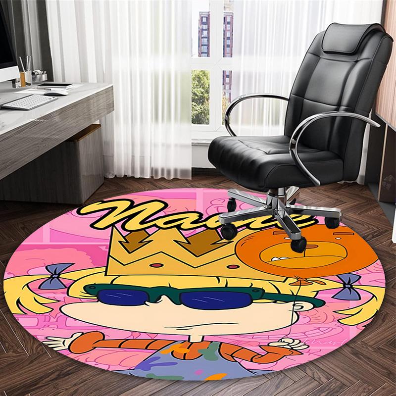 Customizable R-Rugrats in paris2 Round Non-Slip Carpet - Ideal for Garden, Picnic, Office, Perfect for Decoration, Suitable For All Seasons
