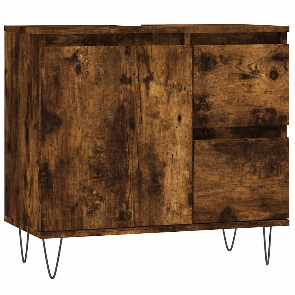 Bathroom Cabinet in Smoked Oak Finish 65 x 33 x 60 cm Engineered Wood