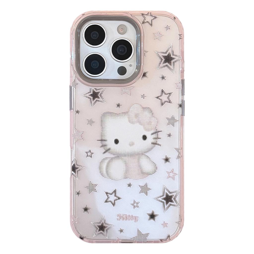 Чехол для телефона IPhone 16/15 с рисунком кота, Совместим с 17 Pro Max, Рамка с цветовыми блоками, Милый и крутой 13/11 Мягкий чехол