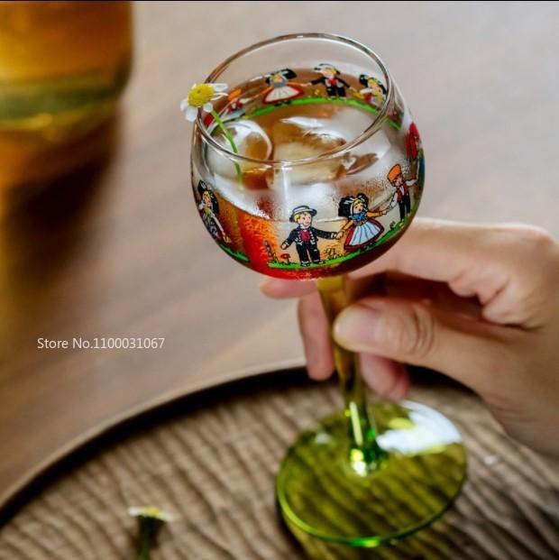 2 шт. Винтажные стеклянные высокие чашки INS Знаменитые бокалы для шампанского Домашние высокоэстетичные бокалы для питья Ресторанные бокалы для красного вина