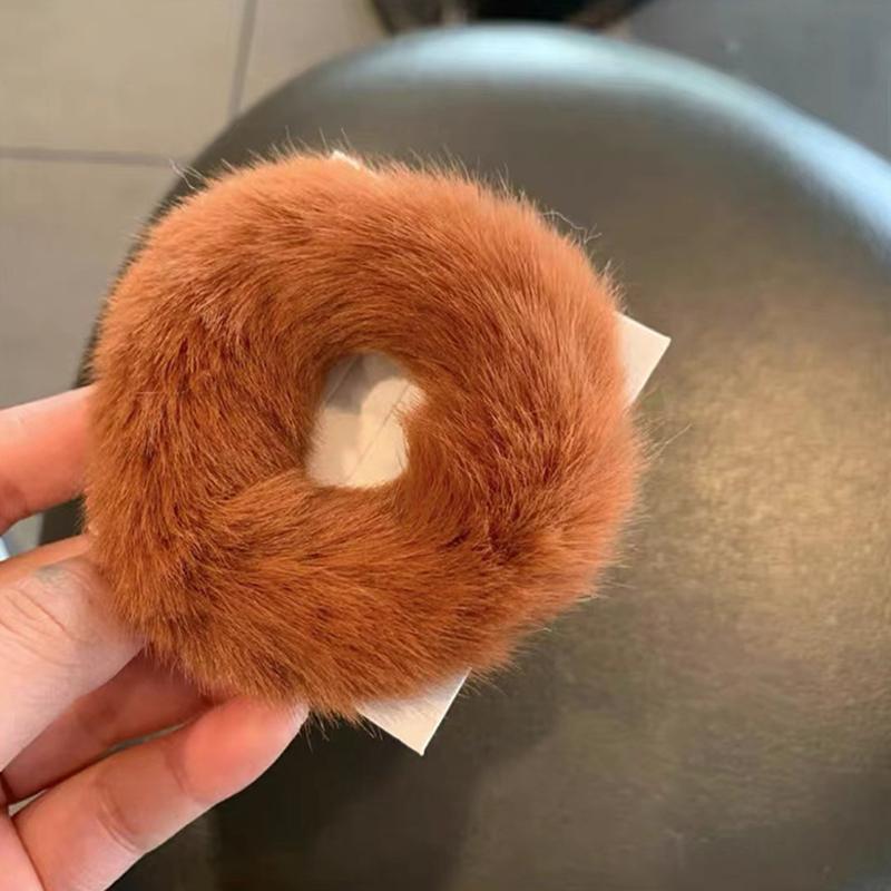 Girls Mink Fur Ponytail Holder Elastic Plush Hair Ring Faux Rabbit Fur Scrunchies Hair Rope Elastic