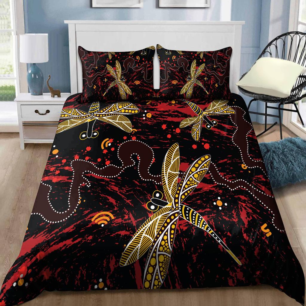 Purple Australian Original Bedding Collection Geometric Pattern Duvet Cover Microfiber Indigenous Style Comforter Cover Twin King Size