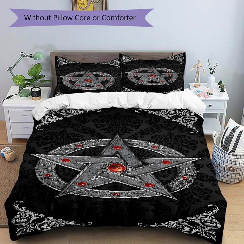 3pc Star Gothic Cover Set - 1 Quilt Cover + 2 Pillowcases, All Seasons Bedroom Setting, Perfect for Home041