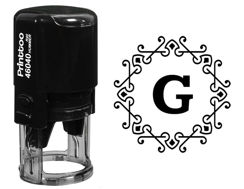 Printtoo Octagon Celtic Swirl Frame G Alphabet Monogram Office Stationary R-40 Self Inking Rubber