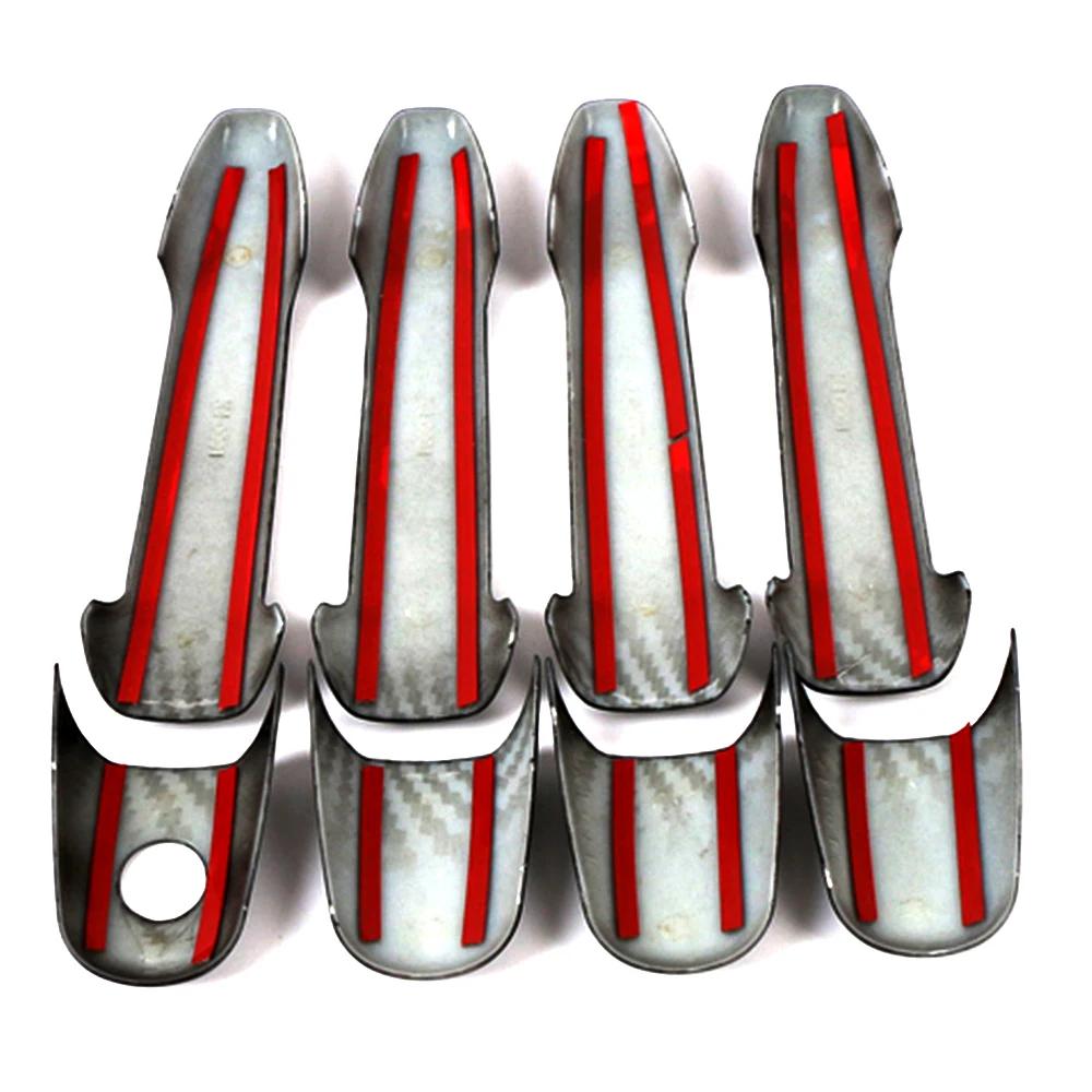 For Ford Edge Mustang For Mercury Milan For Lincoln MKZ Zephyr Carbon Fiber Printed Exterior Side Door Handle Cover Trim Frame