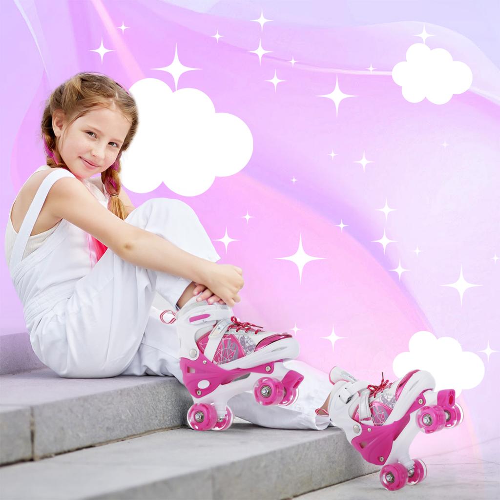 Roller Skates for Kids 4 Size for Children of Different Ages Adjustable Light Up LED Luminous Wheels