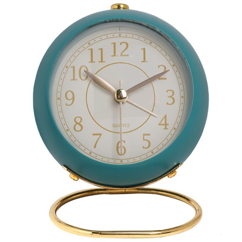 Ретро круглый будильник тихие не тикающие аналоговые часы ночник прикроватные часы