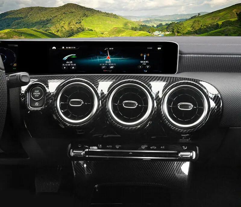 Для Mercedes-Benz A-Class W177 2019-2026 CLA C118 2020+ Декоративная накладка на вентиляционное отверстие кондиционера под карбон с рамкой переключателя фар