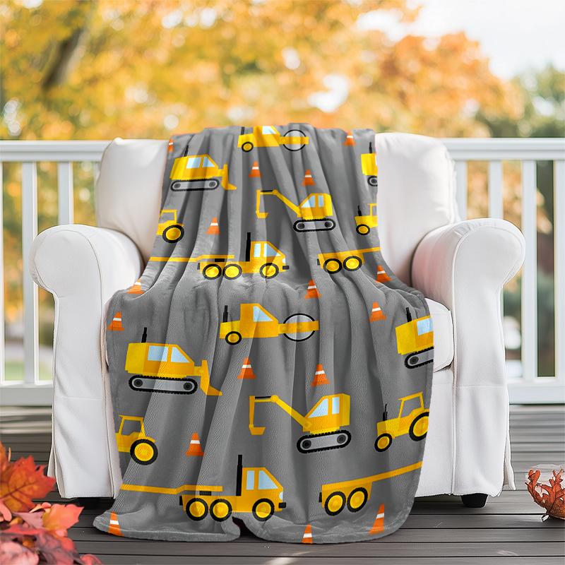 excavator Theme Printed Blanket - Perfect for Couch, Bed, Travel & Outdoor Use | Machine Washable, Cozy & Durable.