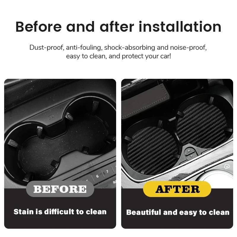 2Pcs Car Carbon Fibre Water Cup Pad Holder Anti-slip Coasters Mat For BMW Mini Cooper R50 R53 R55 R56 R60 R61 F54 F55 F56 F60 KQORV1