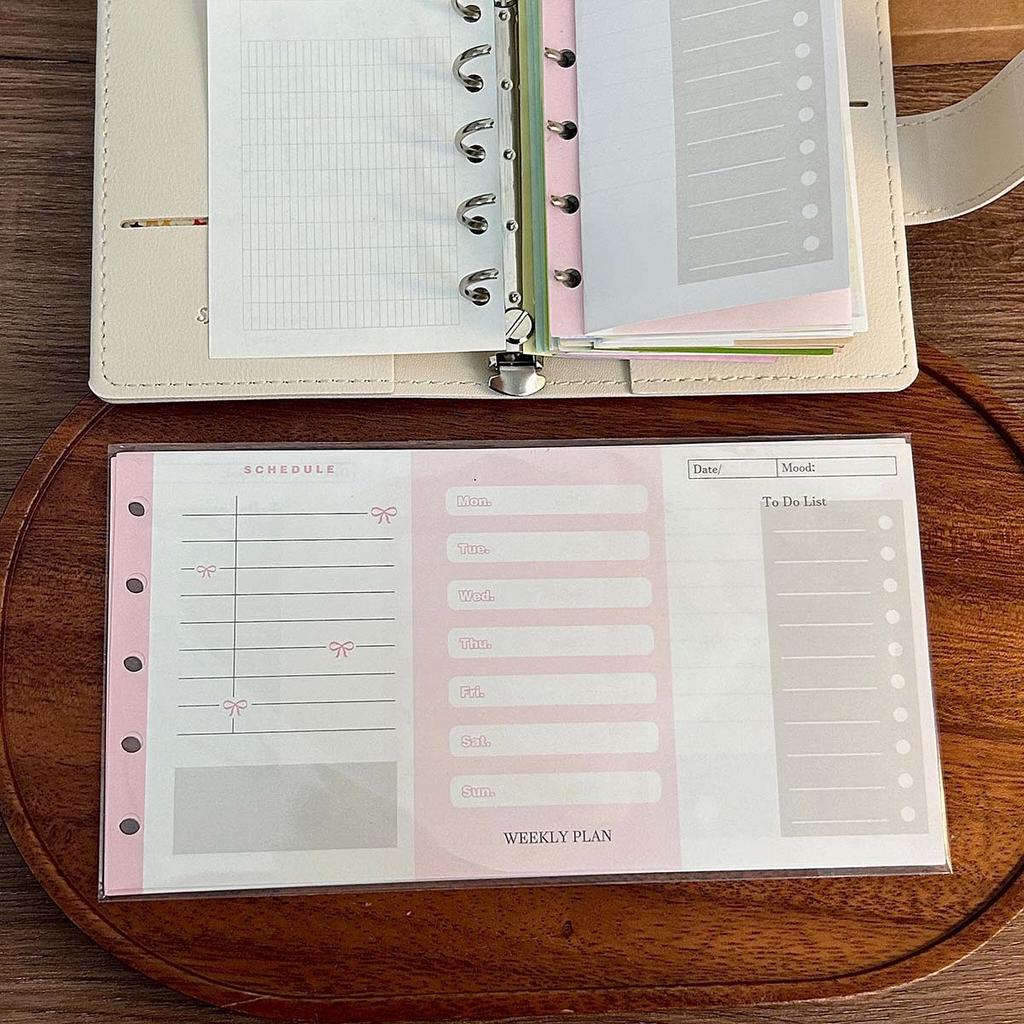 M5 Mini Binder Refill Pages Clear PP Cover Photo Album Portable 5-Hole Budget Planner Photocard Holder with Sleeves for School