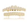 New Hiphop Teeth Grillz Iced Out Micro Pave CZ Stone Top & Bottom Grills Brass with Bling Zircon Diamond Grillz Set Body Jewelry