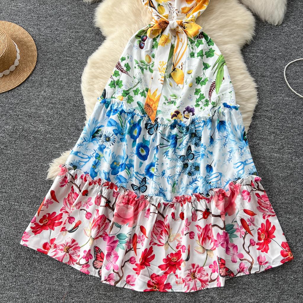 Summer Women Elegant O-neck Designer Print Long Midi Holiday Beach Party Dresses