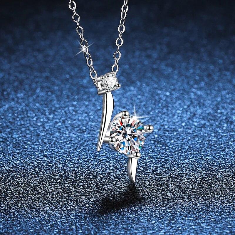 New Sparkling Real 1CT Moissanite Pendant Necklace for Woman S925 Sterling Silver Diamond Neck Chain Necklaces Fine Jewelry