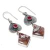 Natural Laguna Lace Agate, Garnet 925 Sterling Silver Earring 2.48" F8G87