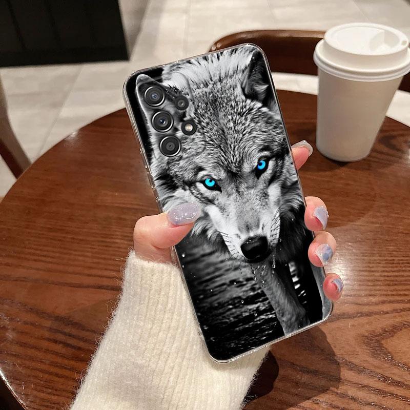 Wolf Lion Tiger Animal Case For Samsung Galaxy A55 A54 A52 A53 5G A15 A14 A13 A21S A23 51 A34 A35 A33 A32 Phone Case Clear Cover