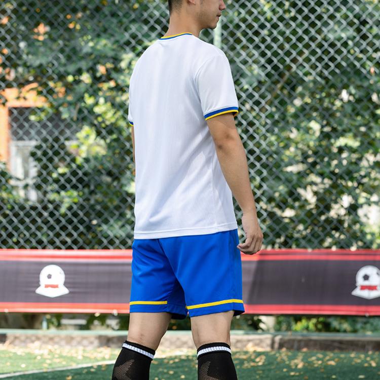 Li Ning Спортивный футбольный костюм с V-образным вырезом, коротким рукавом, однотонный, мужской, белый AATP013-5