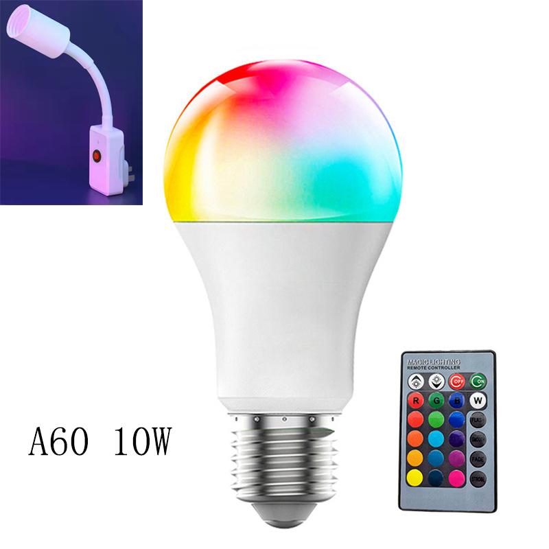 Светодиодная RGB-лампочка E27 80-265 В 10 Вт 15 Вт или 20 Вт с ИК-пультом дистанционного управления 16 цветов 2835 SMD с регулируемой яркостью для умного дома