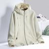 Solid Cashmere Fleece Hoodies Women Sweatshirt Autumn Winter Jacket Breathable Leisure Walk Warm Hooded Zipper Top Lady Coat
