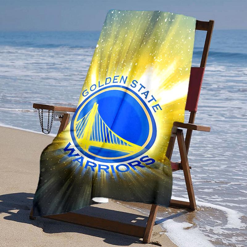 proof beach towel with Golden State Warriors logo pattern - soft,absorbent,quick-drying,machine washable - perfect for swimming,camping,bathing