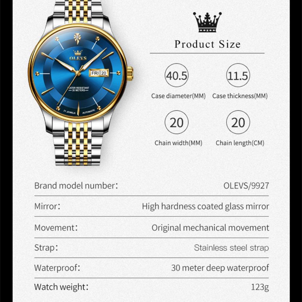 OLEVS New Top Men's Watch Simple Dual Calendar Mechanical Watch Fashion Men's Watch High -end High -end