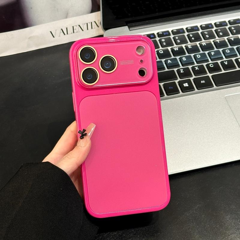 AG Матовый Кристалл Большое Окно Стеклянный Чехол Для iPhone 17 16 15 14 13 Pro Max Plus Ударопрочный Покрытие Глянцевый Яркий Бронированный Чехол