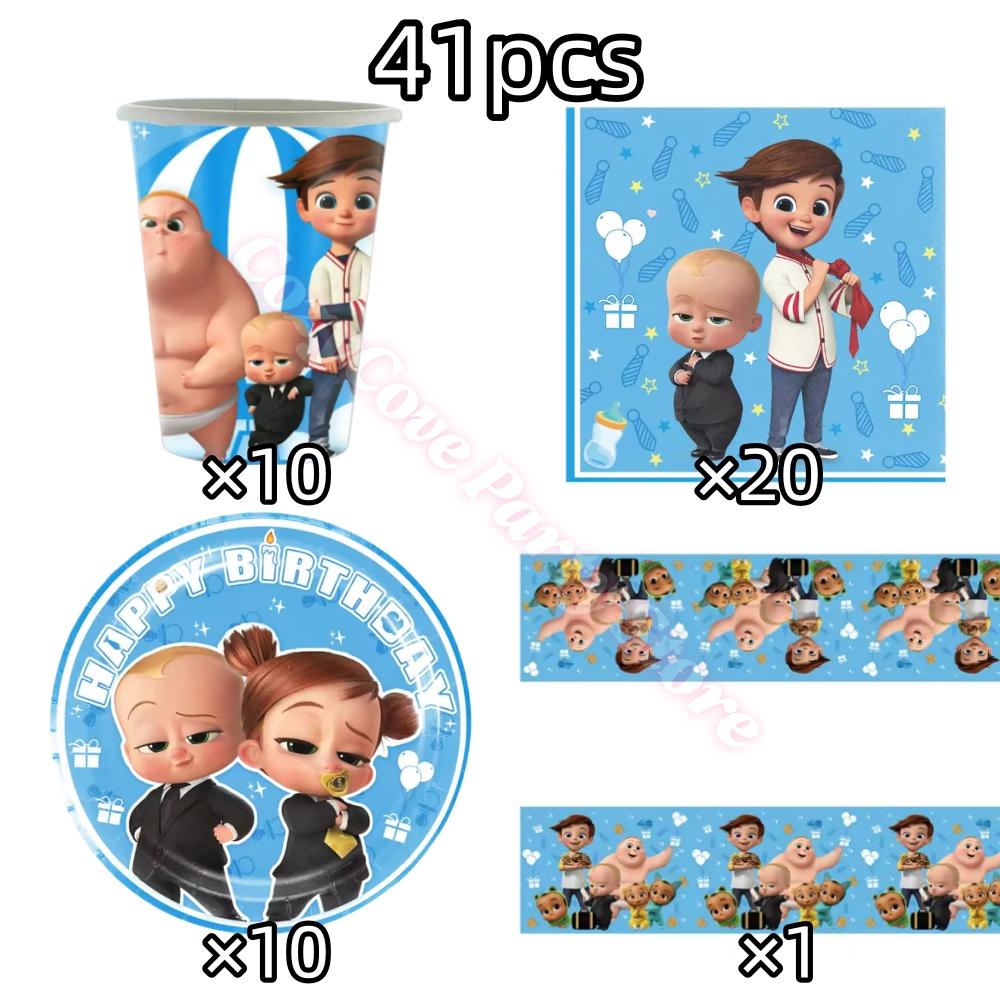 Bossed Baby Theme Birthday Party Decoration Newborn 1St Tableware Set Plate Cup Balloons For Kids Baby Shower Party Faovrs Gifts