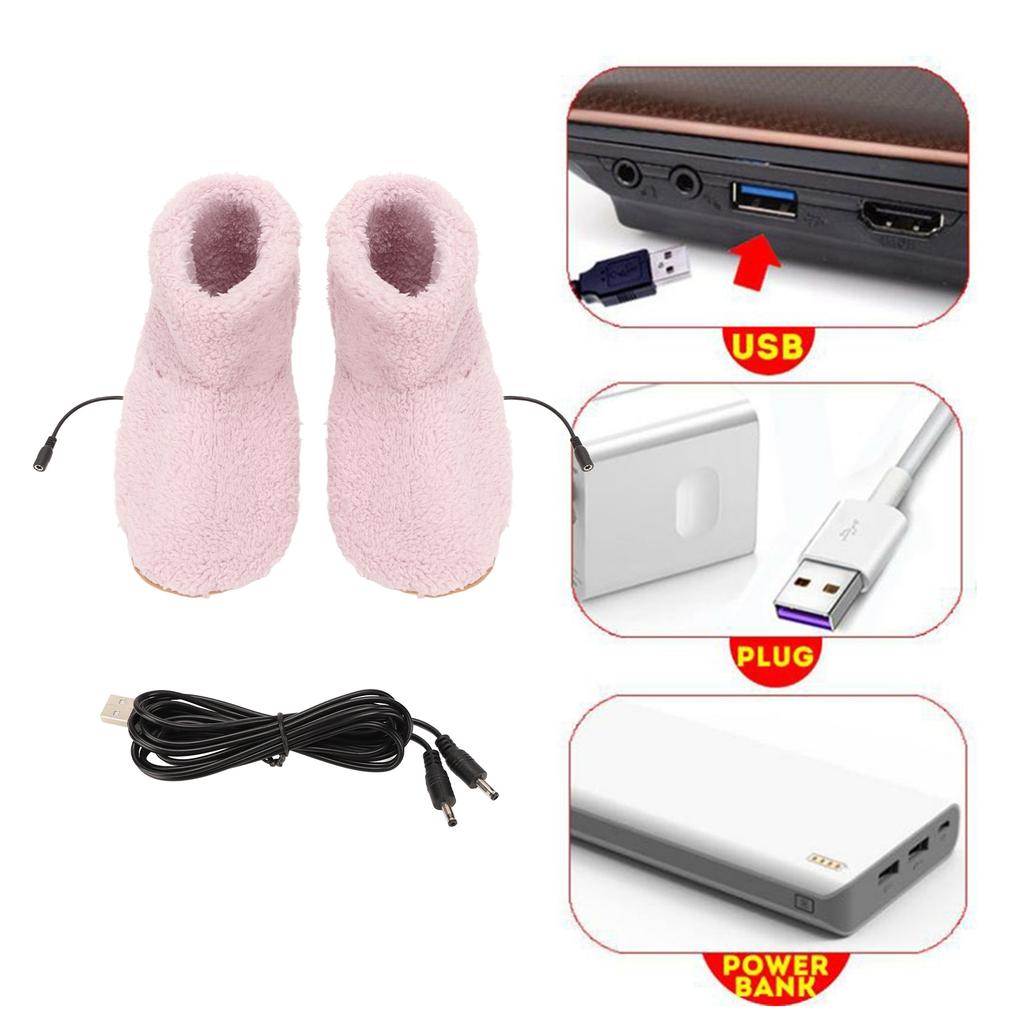USB-грелка для ног с подогревом, мягкие расслабляющие электрические плюшевые тапочки для холодной зимы