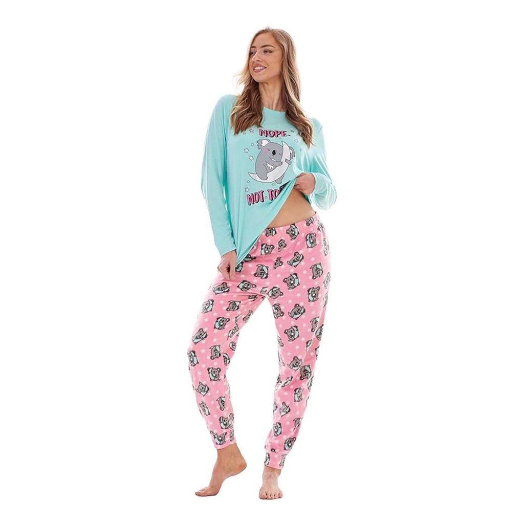 Keanu Womens/Ladies Not Today Koala Microfleece Long Pyjama Set