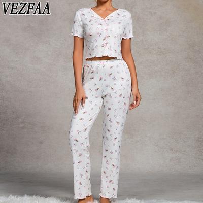 Женская мода повседневная летняя весенняя цветочная модель с принтом короткий рукав поло воротник брюки костюмы