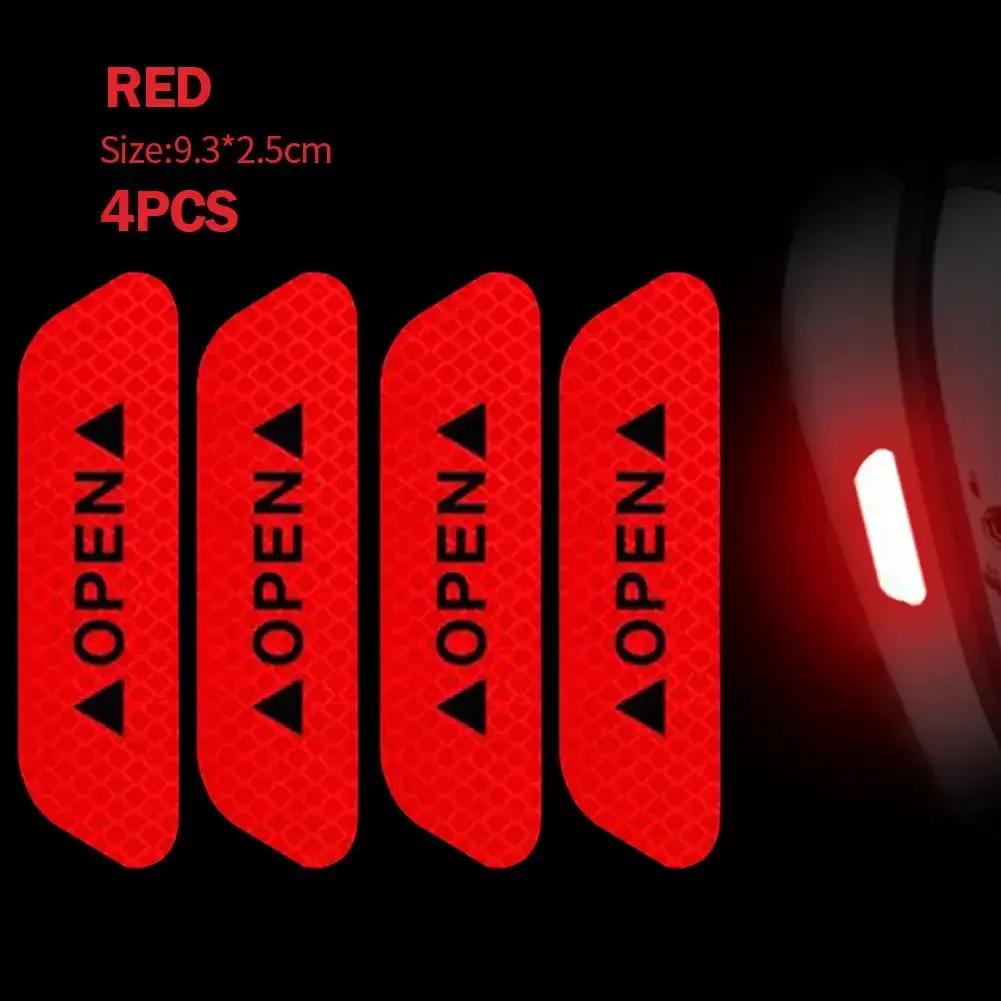 4 шт. светоотражающая наклейка на дверь автомобиля, предупреждение об открытии отражателя, наклейка на ленту, автомобильные аксессуары, наружная внутренняя наклейка на отражатель