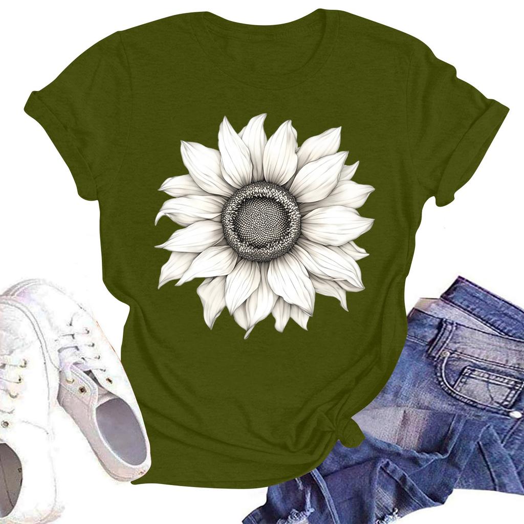 Женская повседневная свободная футболка с принтом, круглый вырез, пуловер, короткий рукав, топ