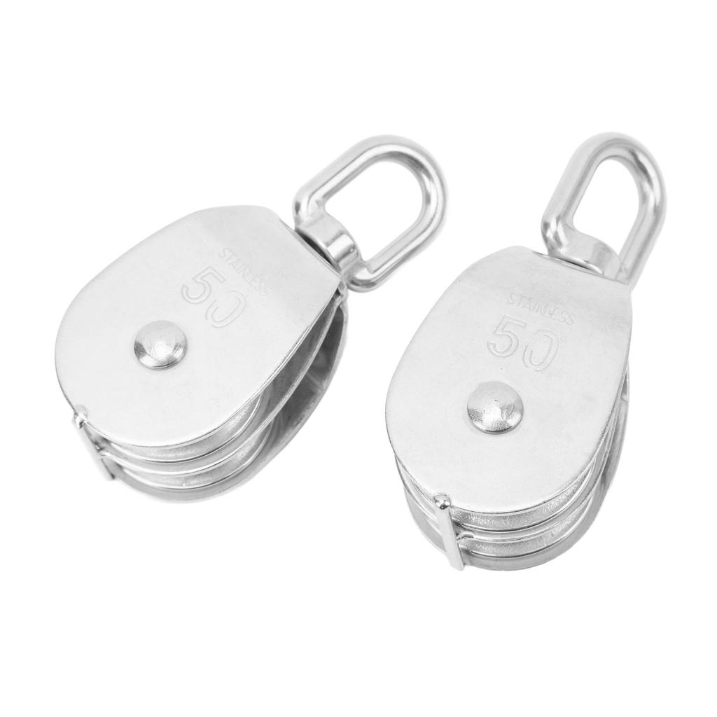 2 шт. Подъемный двойной блок шкива Сверхмощный ролик из нержавеющей стали M50 Канатный кран Подвесной 400 кг Грузоподъемность