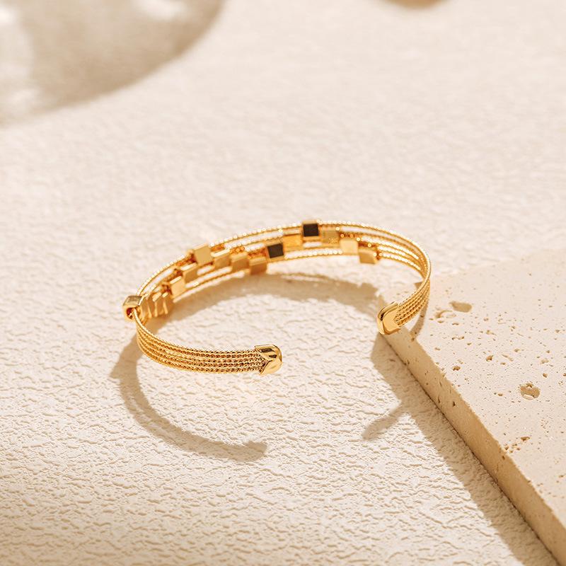 Copper Plated 18k Gold Open Geometric Bangle Minimalist Bracelet