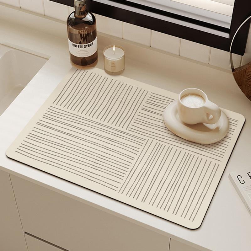 Non-Slip Diatomite Mat Dish Drainer Rug Kitchen Drain Pad Absorbent Coffee Mats Quick Drying Kitchen Rugs Sink Draining Mat