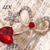 Rhinestone Bow Brooch Bling Pin, Love Heart Bowknot Lapel Women Jewelry Accessory for Dresses Coats Sweaters Pin