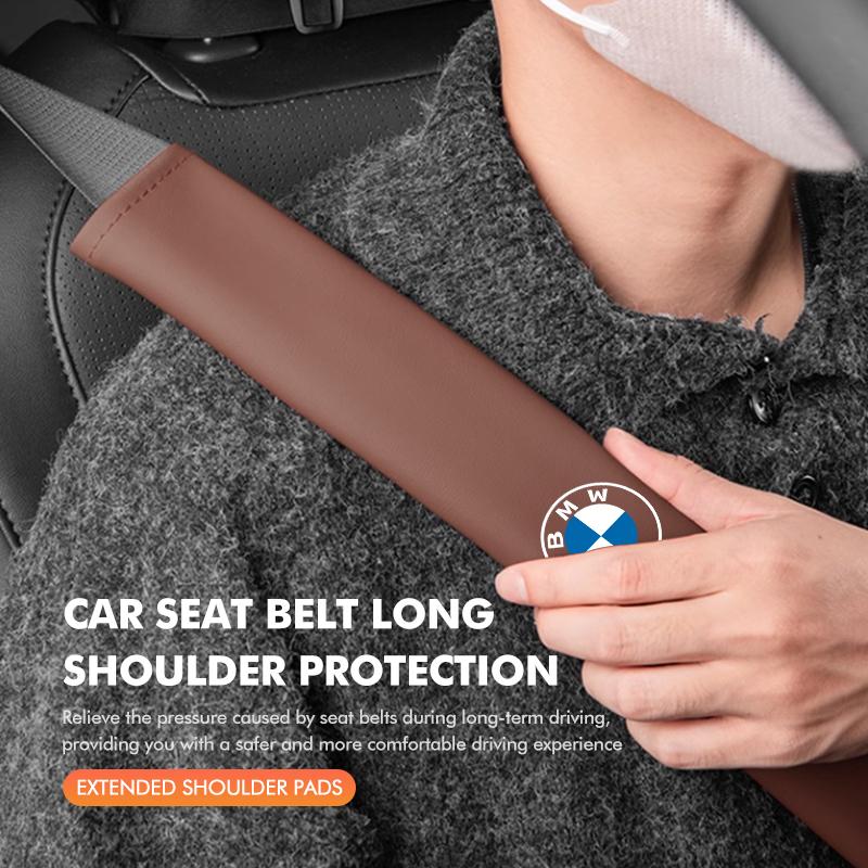 NNEJ4 Leather Car Seat Belt Shoulder Protector Extended Decoration For BMW E90 E60 E46 E39 F30 F10 E87 X3 X4 X5 X1 G30 G20