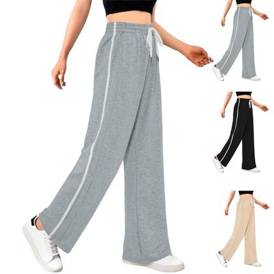 Женские широкие спортивные штаны повседневные с высокой посадкой свободные прямые тренировочные штаны на кулиске спортивные штаны для бега с карманами