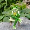 Miniature Frog Figurine Relaxing Frog Statue Planter Decoration Frog On Lounge Chair Sculpture for Flower Pots Outdoor
