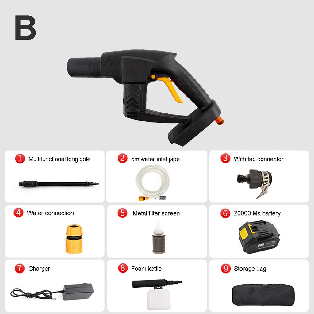 Беспроводная автомобильная стиральная машина, зарядка литиевой батареи, портативный водяной пистолет с водопроводной трубой, инструменты для автоматической мойки, детали для чистки автомобиля 21 В