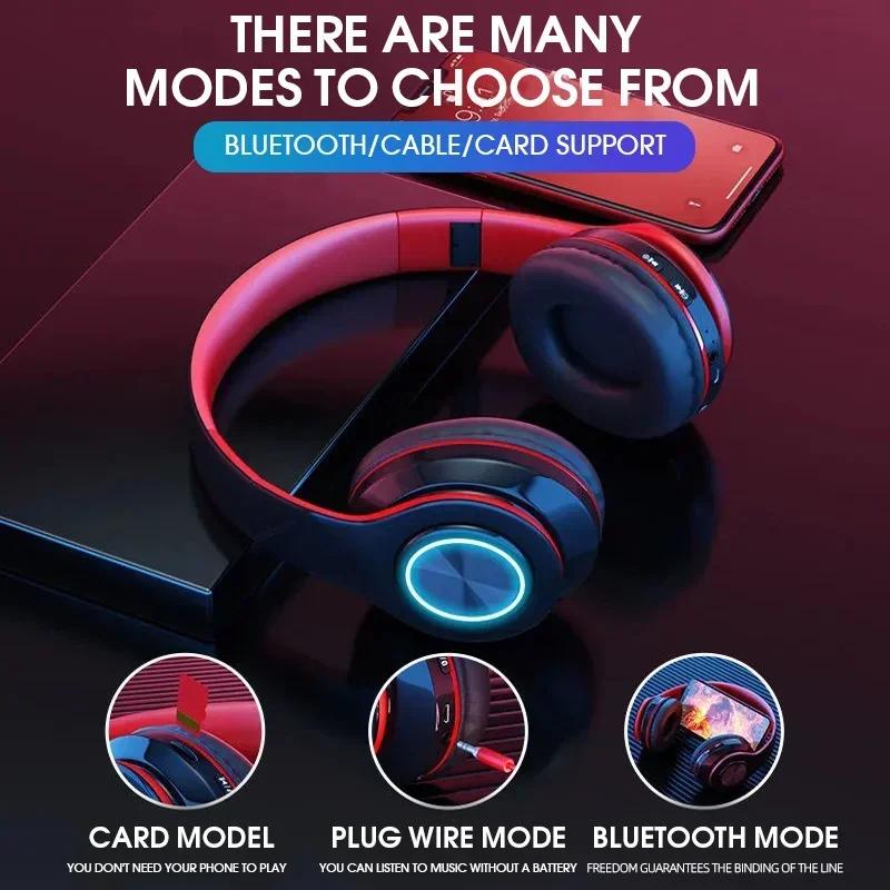 Foldable Bluetooth Headsets Wireless Headphones With Mic Stereo Earphone Support TF Card FM For Sumsamg Phone