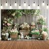 Easter egg bunny flower shop yellow curtain banner Backdrop, children's portrait birthday party decoration photography Backdrop2